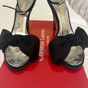 Christian Lacroix Elegant Black and Silver Heels